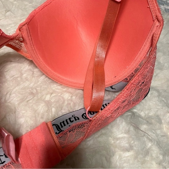 Juicy Couture Coral and Black 38DD padded push-up lace bra. - Picture 6 of 7
